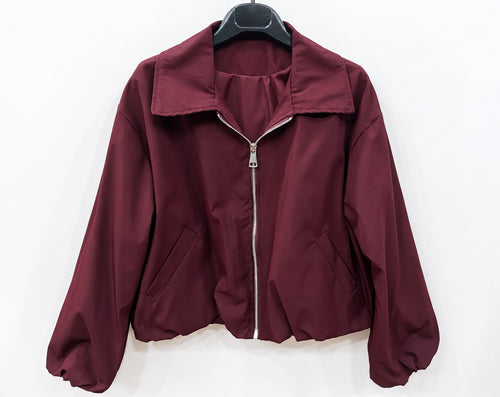 Giacca corta leggera bordeaux con zip