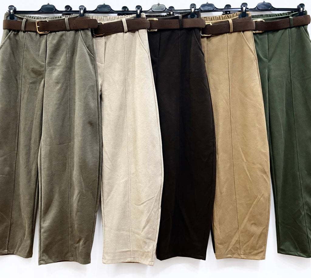 Pantalone con cintura colori neutri